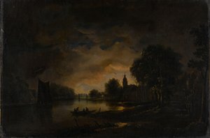 Flussansicht bei Mondlicht