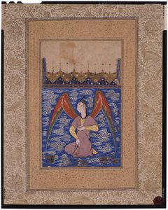 Ein fliegender Peri mit einem Rosenkranz, ca. 1500 von Afghan School