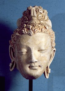 Kopf eines lächelnden Buddha, griechisch-buddhistischer Stil, aus Hadda von Afghan School
