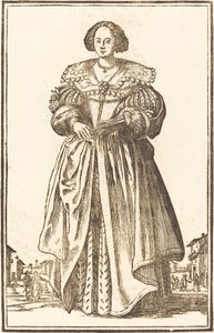Edle Frau mit Fächer von After Jacques Callot