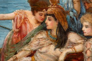 Die Flucht von Antonius und Kleopatra aus der Schlacht von Actium, ca. 1897