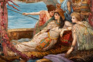 Die Flucht von Antonius und Kleopatra aus der Schlacht von Actium, ca. 1897