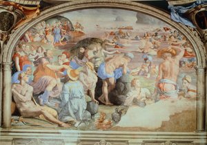 Durchquerung des Roten Meeres, Fresko von Agnolo Bronzino