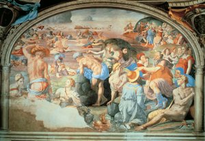 Durchquerung des Roten Meeres, Fresko von Agnolo Bronzino, Palazzo Vecchio, Florenz, Italien