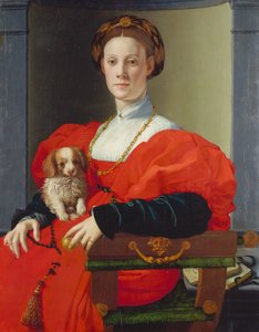 Porträt einer Dame in Rot, um 1533 von Agnolo di Cosimo Bronzino