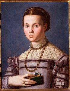 Porträt eines kleinen Mädchens mit einem Buch von Agnolo Bronzino
