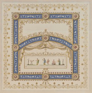 Deckenentwürfe im antiken Stil, mit zentralen Szenen der Götter in Friesen von Agostino (attr.) Brunias