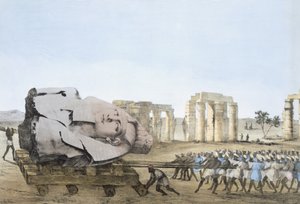 Art und Weise, wie der Kopf des jungen Memnon entfernt wurde, aus Platten zur Veranschaulichung der Forschungen in Ägypten und Nubien, Giovannie Battista Belzoni, veröffentlicht 1822