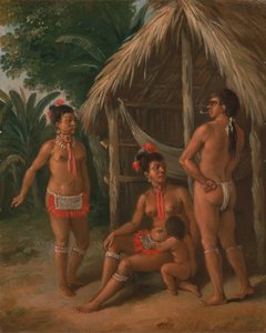 Eine Karibenfamilie der Leeward-Inseln vor einer Hütte, ca. 1780 von Agostino Brunias
