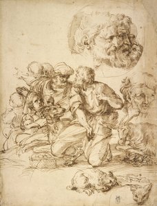 Eine Gruppe von Hirten und andere Studien von Agostino Carracci
