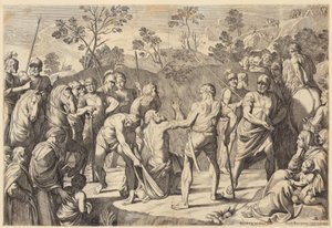 Äneas flieht mit seiner Familie aus Troja von Agostino Carracci