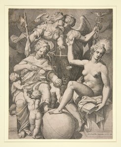 Nächstenliebe, Gerechtigkeit, Wahrheit und Frieden von Agostino Carracci