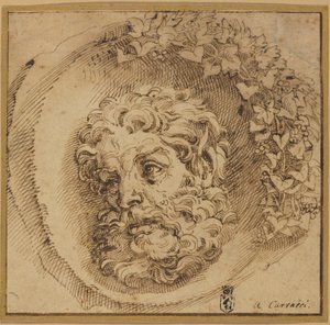 Kopf eines Fauns in einem konkaven Rundel von Agostino Carracci
