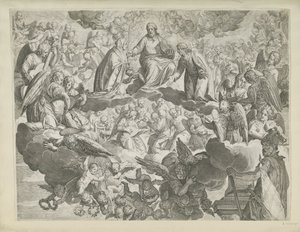 Das Martyrium der heiligen Justina von Padua (obere Hälfte) von Agostino Carracci