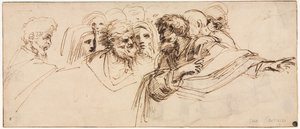 Studie von Köpfen (recto) von Agostino Carracci