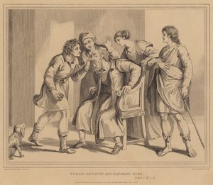 Tobias salbt die Augen seines Vaters, Tobit von Agostino Carracci