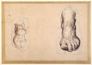 Zwei Studien eines Fußes in Verkürzung von Agostino Carracci