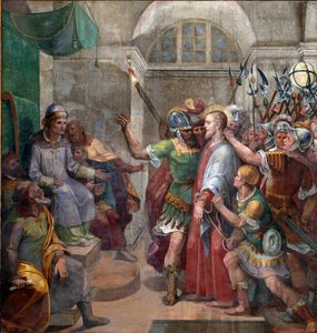 Passion: „Christus vor Pontius Pilatus“ Fresko von Agostino Ciampelli (1577-1642) 1594-1600 Rom, Basilika Santa Prassede