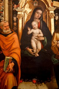 Madonna mit Kind und Heiligen. 16. Jahrhundert von Agostino Marti