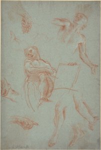 Blatt mit Studien von Figuren, Händen und Füßen