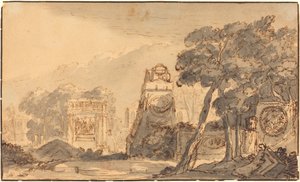 Landschaft mit antiken Gräbern