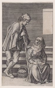 Bauer und eine Frau mit Eiern von Agostino Veneziano
