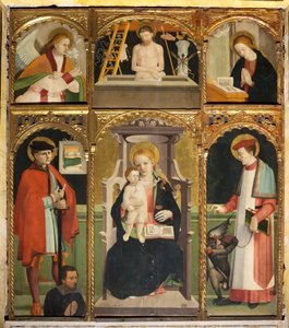 Polyptychon der Madonna und des Kindes mit den Heiligen Julian und Bernhard von Agostino da Casanova