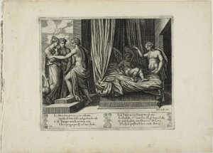 Die zu leichtgläubige Psyche betrachtet Amor von Agostino dei Musi