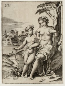 Venus, verwundet von Cupidos Pfeil von Agostino dei Musi