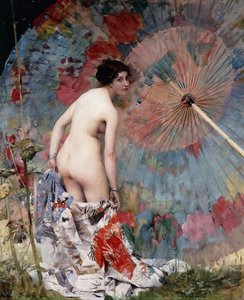 Junge Frau mit Sonnenschirm von Aimé Nicolas Morot
