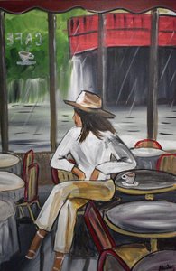 Regentag Café-Szene