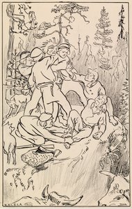 Kampf auf dem Hiidenkivi-Felsen von Akseli Gallen-Kallela