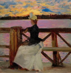 Marie Gallén auf der Kuhmoniemi-Brücke