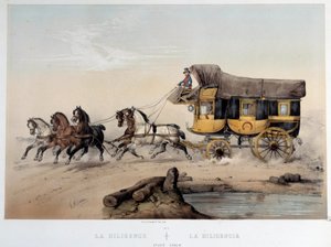 Die Postkutsche. Lithographie von Albert Adam (1870) Paris, Musée Carnavalet von Albert Adam