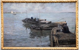 An der unteren Schelde, letzte Strahlen, Fischer vertäut