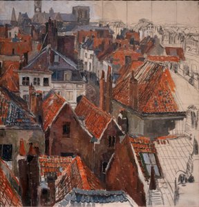 Die Dächer von Gent (unvollendete Version, c.1920-22) von Albert Baertsoen