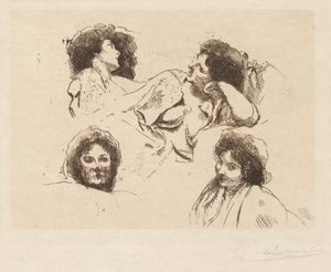 Vier Frauenköpfe: Studie für „Die glückliche Insel“ (Quatre têtes de Femmes: Étude pour „L’Île Heureuse“) von Albert Besnard