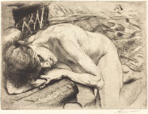 Modell schläft auf dem Boden (Le modèle endormi à terre) von Albert Besnard