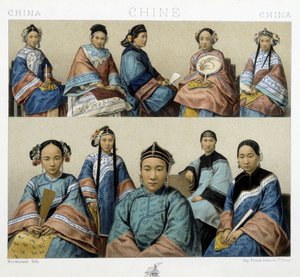 Verschiedene Frauentypen in China - in „Le costume historique“ von Racinet