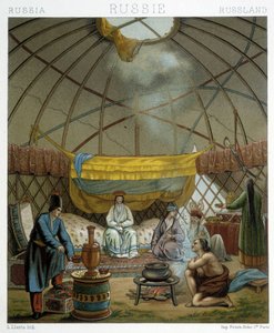 Kalmücken (russische Nomaden) in ihrer Jurte von Albert Charles August Racinet