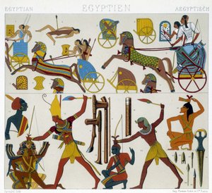 Reproduktion ägyptischer Fresken - in „Das historische Kostüm“ von Racinet