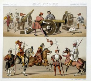 Krieger im 16. Jahrhundert - in „Le costume historique“ von Racinet von Albert Charles August Racinet