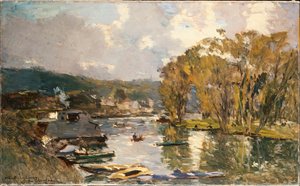 Der kleine Arm der Seine bei Bas-Meudon an einem Herbstabend, 1893 von Albert Charles Lebourg