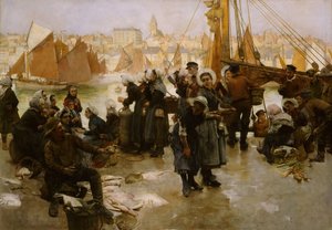 Die Abfahrt der Fischereiflotte, Boulogne, 1891 von Albert Chevallier Tayler