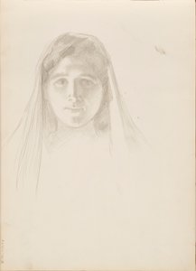 Aino Ackté als Alcestis, Skizze des Gesichts von Albert Edelfelt