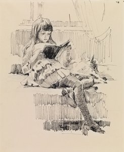 Berta Edelfelt, Studie für das Gemälde Liebe Freunde (Berta und Capi) von Albert Edelfelt