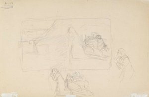 Verbranntes Dorf, Skizze von Albert Edelfelt