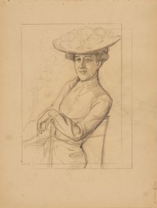 Sitzende Frau mit Hut von Albert Edelfelt