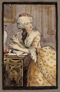 Schreibende Dame, Studie zur Rokoko-Dame von Albert Edelfelt