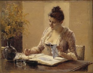 Dame, die einen Brief schreibt von Albert Edelfelt